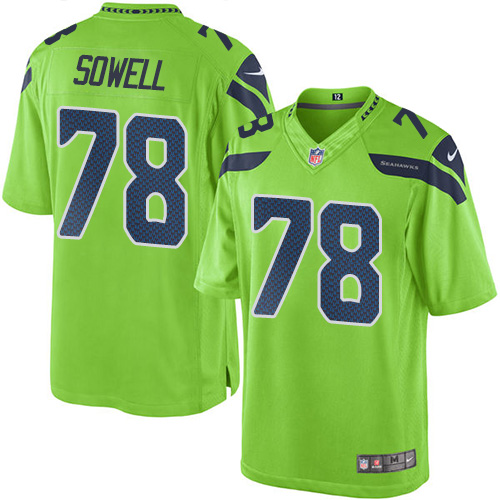 Men's Limited Bradley Sowell Nike Jersey Green - #78 Rush NFL Seattle Seahawks